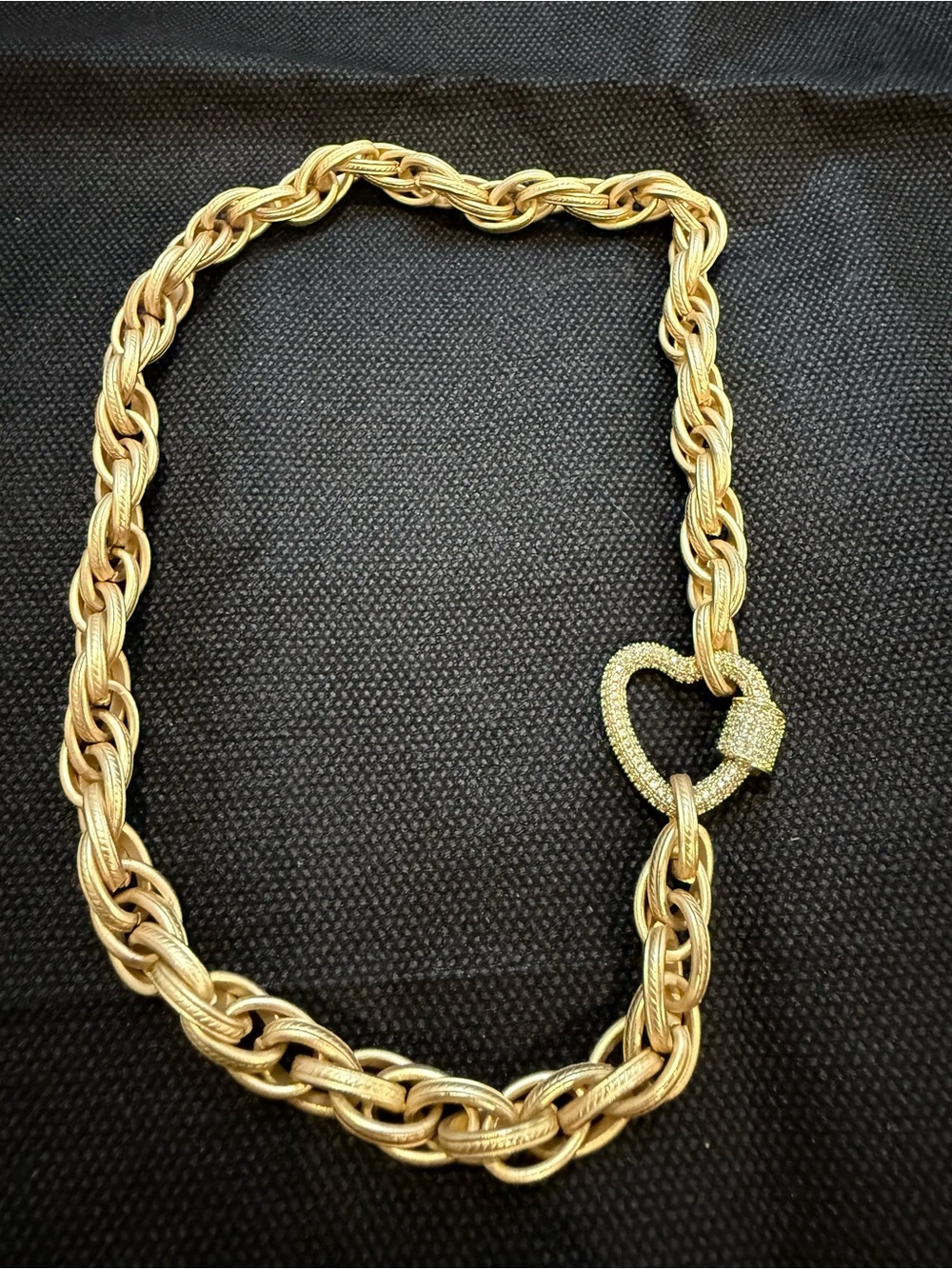 Gold-Tone Heart Clasp Rope Chain Necklace - Women Jewelry